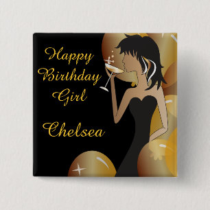 Bóton Quadrado 5.08cm Princesa Menina da diva do aniversário ou da fest