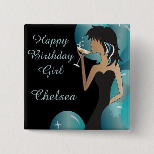 Bóton Quadrado 5.08cm Princesa Menina da diva do aniversário ou da festa