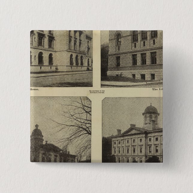 Bóton Quadrado 5.08cm Principais Bldgs, Portland, Oregon (Frente)