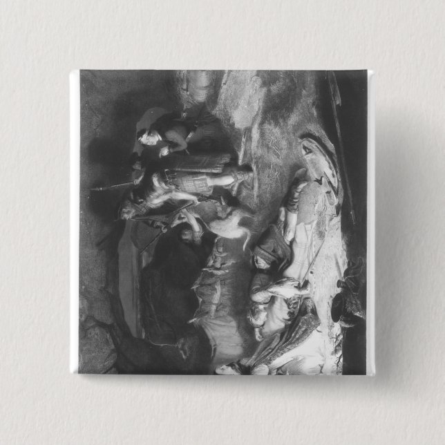 Bóton Quadrado 5.08cm Príncipe Bonnie Charlie em esconder (Frente)