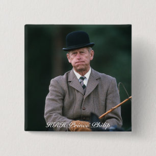 Bóton Quadrado 5.08cm Príncipe Philip Windsor 1980 de HRH