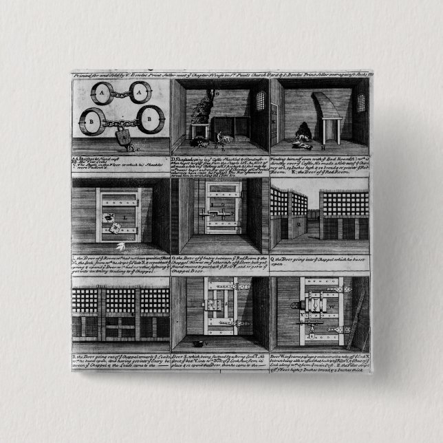 Bóton Quadrado 5.08cm Prisão de Newgate do formulário do escape do (Frente)