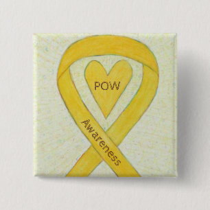Bóton Quadrado 5.08cm Prisioneiro de Guerra (POW) Sensibilização Fita