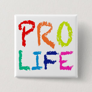 BÓTON QUADRADO 5.08CM "PRO VIDA" (EM PASTÉIS DO ARCO-ÍRIS)