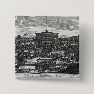 Bóton Quadrado 5.08cm Procissão de Macau, uma ilustração