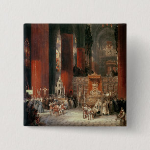 Bóton Quadrado 5.08cm Procissão na catedral de Sevilha, 1833 (óleo no