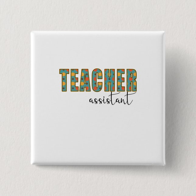 Bóton Quadrado 5.08cm Professor Assistente de Professores de Arte (Frente)