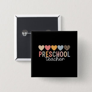 Bóton Quadrado 5.08cm Professor Pré-Escola Volta às Aulas 