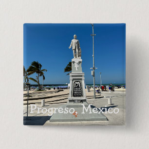 Bóton Quadrado 5.08cm Progresso, México - Botão Quadrado