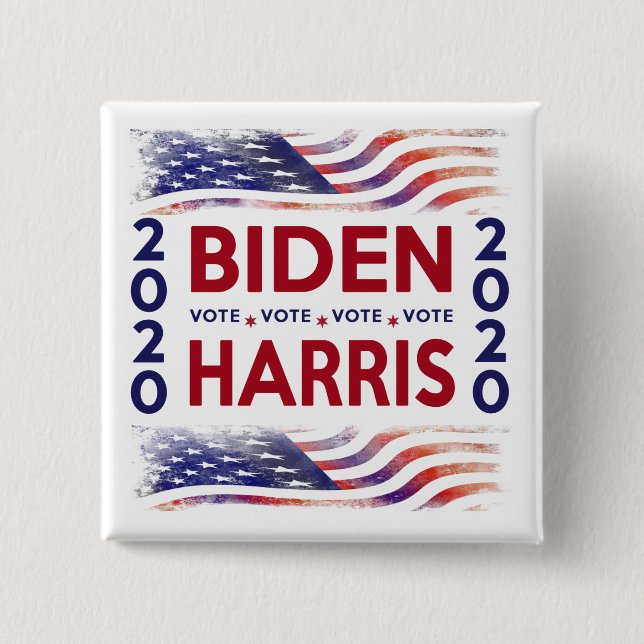 Bóton Quadrado 5.08cm Promover a VOTAÇÃO Biden Harris 2020 (Frente)