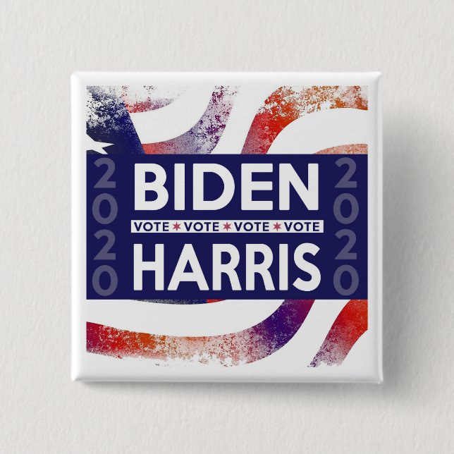 Bóton Quadrado 5.08cm Promover a VOTAÇÃO Biden Harris 2020 (Frente)