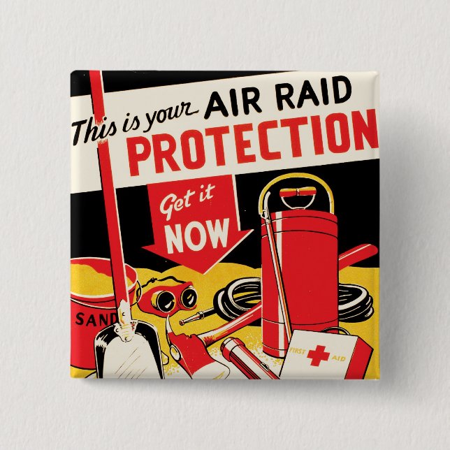 Bóton Quadrado 5.08cm Proteção contra Raid Aéreo (Frente)