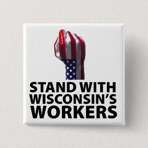 Bóton Quadrado 5.08cm Protestos de Wisconsin