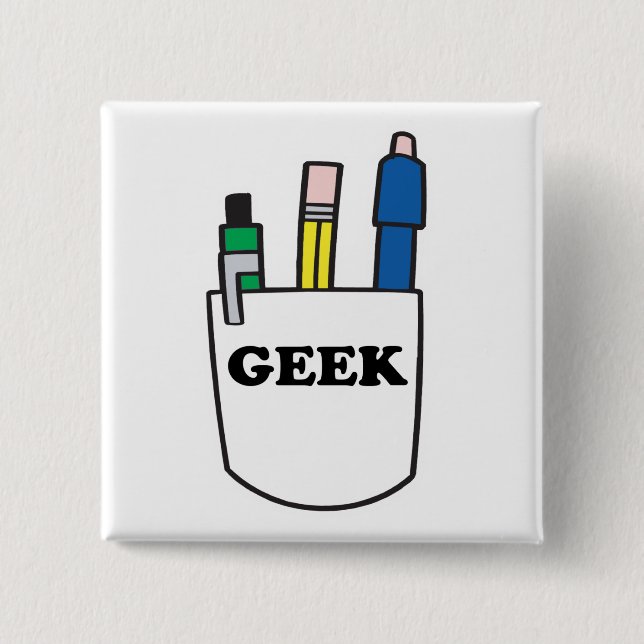 Bóton Quadrado 5.08cm Protetor de Bolso GEEK Divertido (Frente)