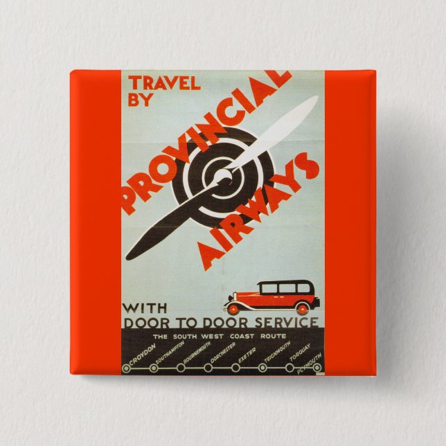 Bóton Quadrado 5.08cm Provincial Airways (Frente)