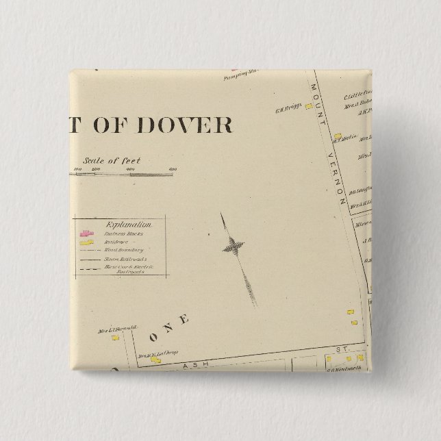 Bóton Quadrado 5.08cm Pt de Dover Ward 1 (Frente)