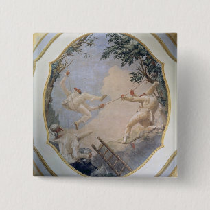 Bóton Quadrado 5.08cm Pulcinella em um balanço, 1797 (fresco)