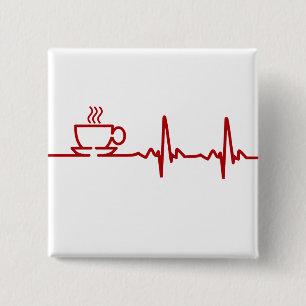 Bóton Quadrado 5.08cm Pulsação do coração EKG do café da manhã