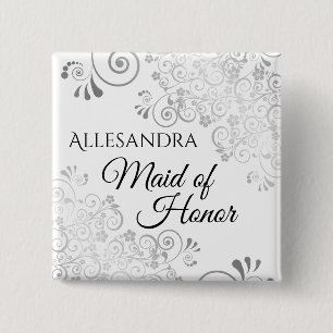 Bóton Quadrado 5.08cm Pulseira de Identificação da Dama de Honra Prata C
