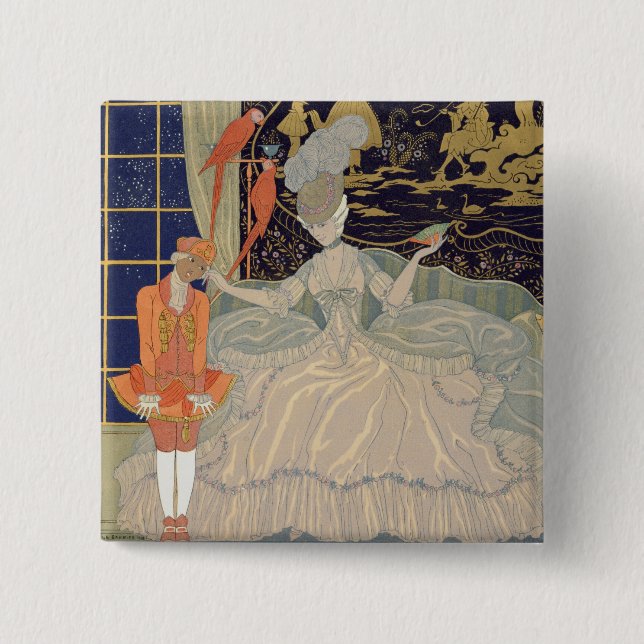 Bóton Quadrado 5.08cm Punindo a página (litho da cor) (Frente)