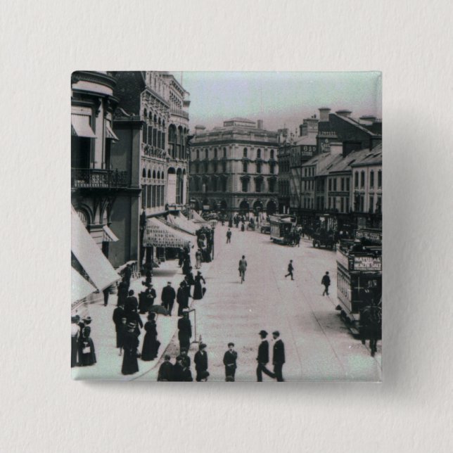Bóton Quadrado 5.08cm Quadrado do castelo, Belfast, c.1902 (Frente)