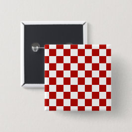 Bóton Quadrado 5.08cm Quadrados xadrez vermelhos e brancos geométrico re