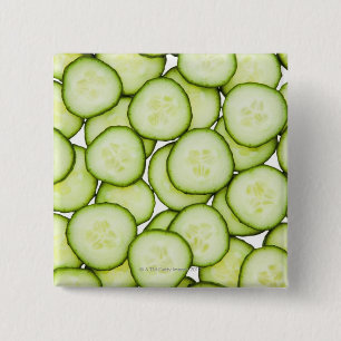 Bóton Quadrado 5.08cm Quadro completo do pepino cortado, no branco