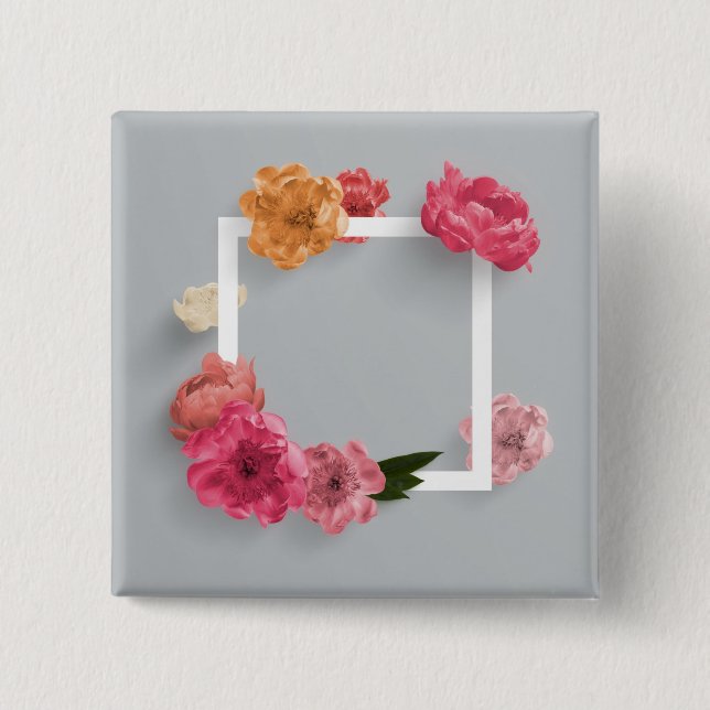 Bóton Quadrado 5.08cm Quadro da Flor (Frente)