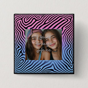 Bóton Quadrado 5.08cm Quadro de Fotografia com Strike de Zebra com Gradi