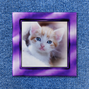 Bóton Quadrado 5.08cm Quadro de Fotografias de Ombre Real Roxo e Branco