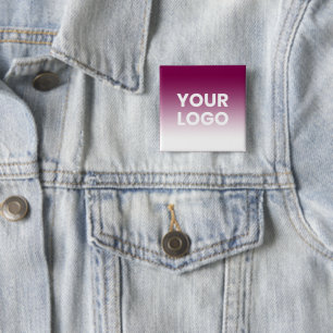 Bóton Quadrado 5.08cm Qualquer Fundo de Cor Gradiente branco e seu log