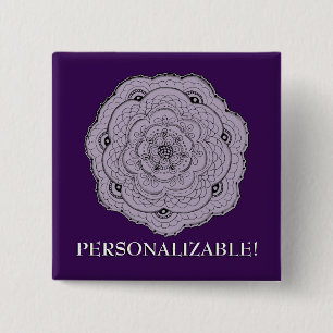 Bóton Quadrado 5.08cm Qualquer Lace Colorido Olhar Crochet Doily Flower