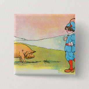 Bóton Quadrado 5.08cm Quando fui a Bonner, encontrei um porco - Rhyme En