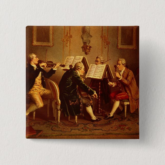 Bóton Quadrado 5.08cm Quarteto de cordas (Frente)