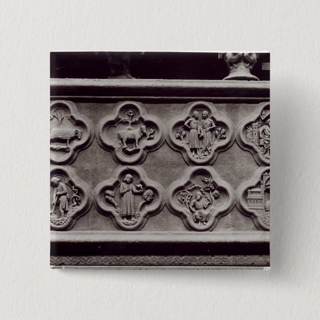 Bóton Quadrado 5.08cm Quatrefoils com os sinais do zodíaco (Frente)