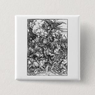 Bóton Quadrado 5.08cm Quatro Cavaleiros do Apocalipse - Albrecht Durer -
