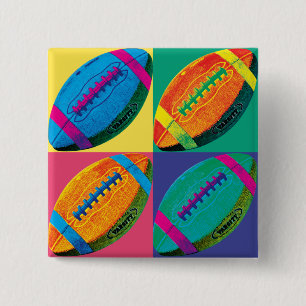 Bóton Quadrado 5.08cm Quatro futebóis em cores diferentes