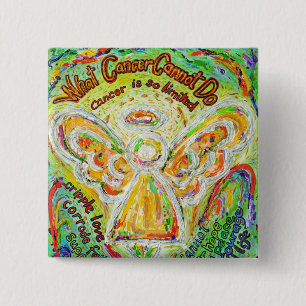 Bóton Quadrado 5.08cm Que Cancer não pode fazer botão ou pinos do Anjo L