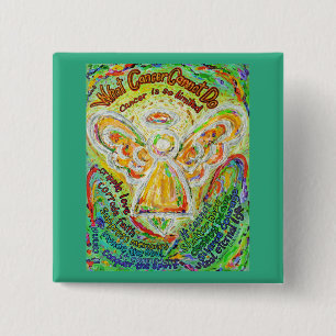 Bóton Quadrado 5.08cm Que Cancer Não Pode Fazer Botões De Pino Do Anjo L