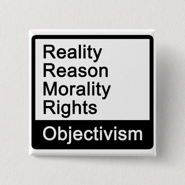 Bóton Quadrado 5.08cm Que é Objectivism? Botão (Frente)