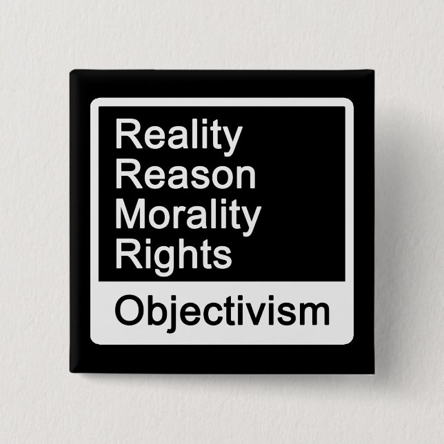 Bóton Quadrado 5.08cm Que é Objectivism? Botão (Frente)