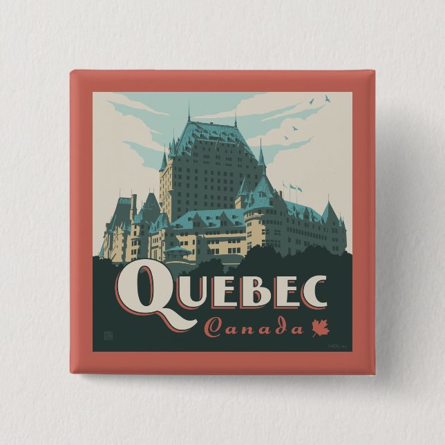 Bóton Quadrado 5.08cm Quebec Canada | Château Frontenac (Frente)