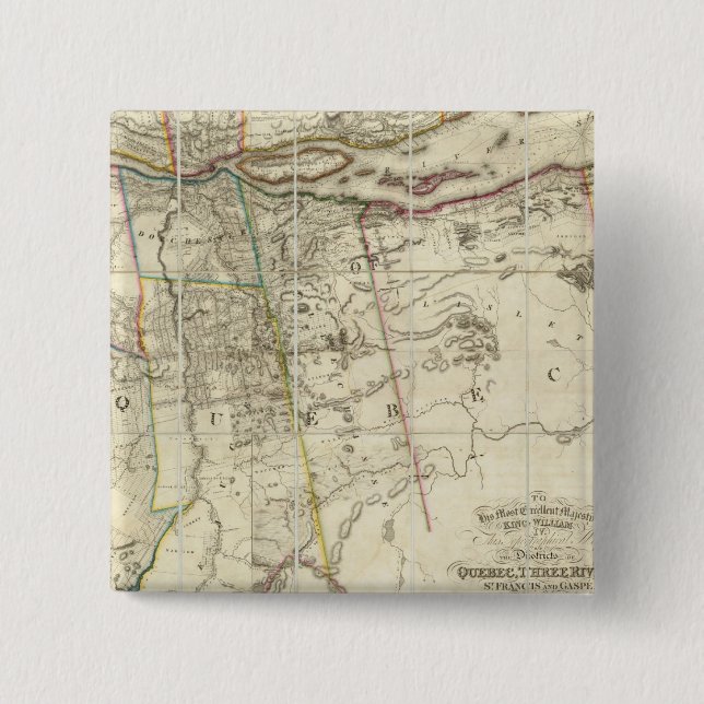 Bóton Quadrado 5.08cm Quebec, Canafa (Frente)