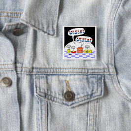 Bóton Quadrado 5.08cm Queijo Americano Engraçado Cartoon Patriótico EUA 