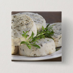 Bóton Quadrado 5.08cm Queijo de cabra francês - chevre - com ervas em um