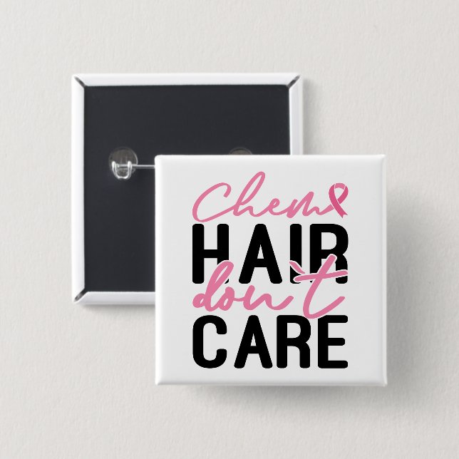 Bóton Quadrado 5.08cm Quimio de Fita Rosa de Friso de Consciência do Can (Frente & Verso)