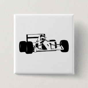 Bóton Quadrado 5.08cm Race Car Silhouette preto e branco