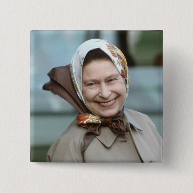 Bóton Quadrado 5.08cm Rainha Elizabeth II-Windsor 1983 (Frente)