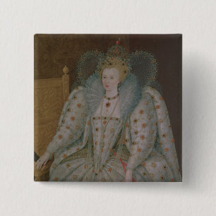 Bóton Quadrado 5.08cm Rainha Elizabeth mim de Inglaterra e de Ireland