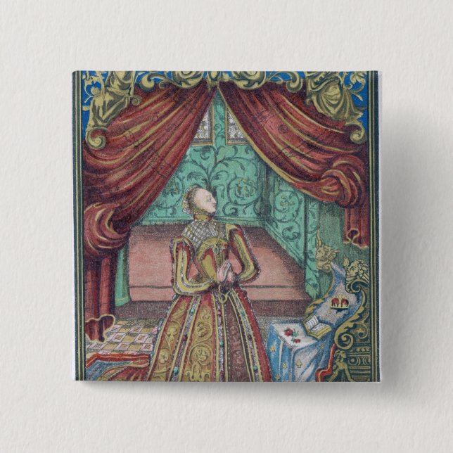 Bóton Quadrado 5.08cm Rainha Elizabeth mim na oração, frontispiece (Frente)